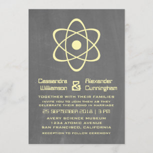Yellow Atomic Chalkboard Wedding Invite Einladung