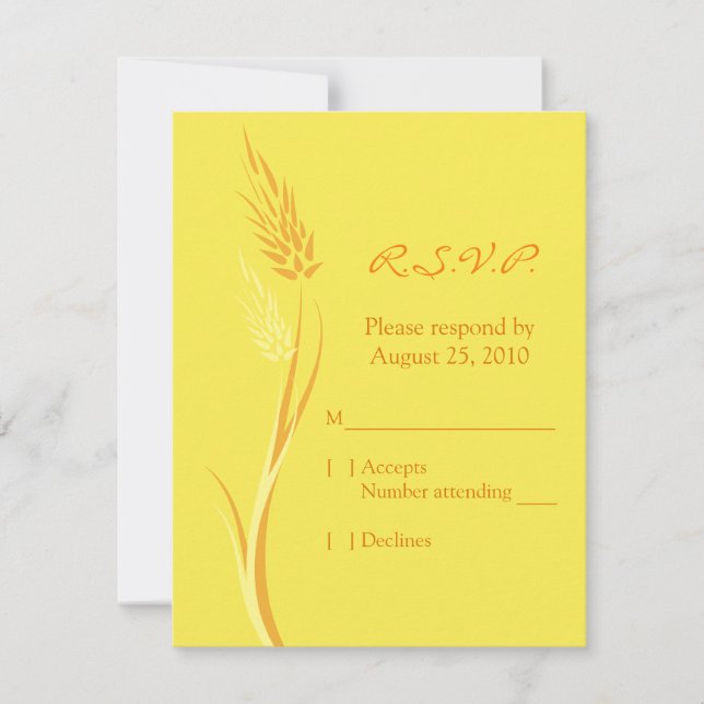 Yellow Autumn Wheat Wedding Response Card RSVP Karte (Vorderseite)