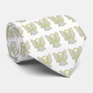 Yellow Awareness Ribbon Angel Custom Apparel Krawa Krawatte