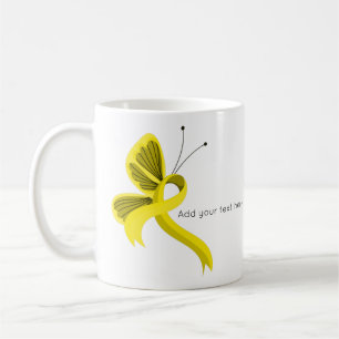Yellow Awareness Ribbon Butterfly Coffee Tasse