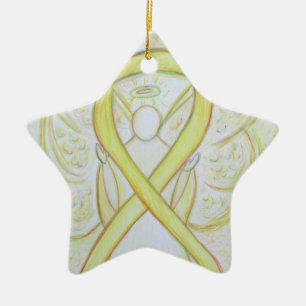 Yellow Awareness Ribbon Engel Pendant Ornament
