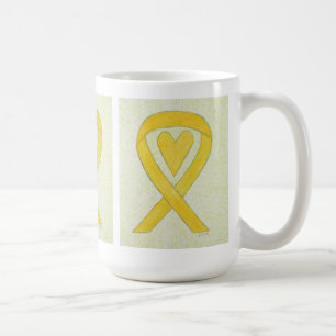 Yellow Awareness Ribbon Herz Custom Coffee Tasse