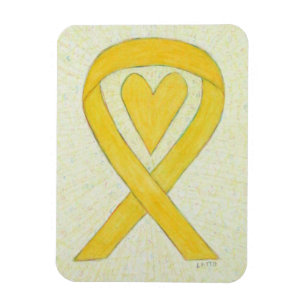 Yellow Awareness Ribbon Herz Custom Magnet Geschen