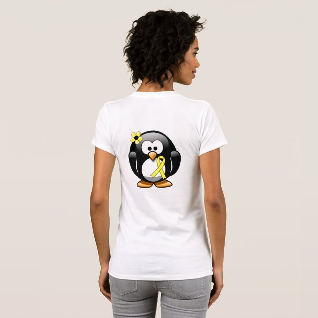 Yellow Awareness Ribbon Penguin T-Shirt (Schwarz voll)