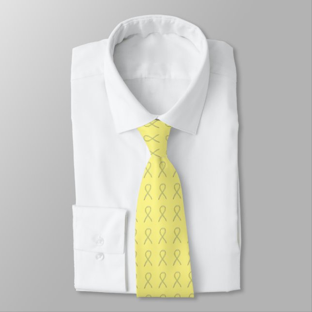Yellow Awareness Ribbon Personalisiert Apparel Kra Krawatte (Gebunden)