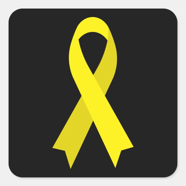 Yellow Awareness Ribbon von Janz Black Quadratischer Aufkleber (Vorderseite)