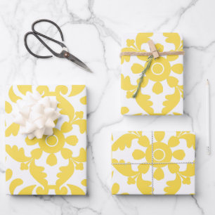 Yellow Azulejos Portugiesisches Mittelmeer Geschenkpapier Set