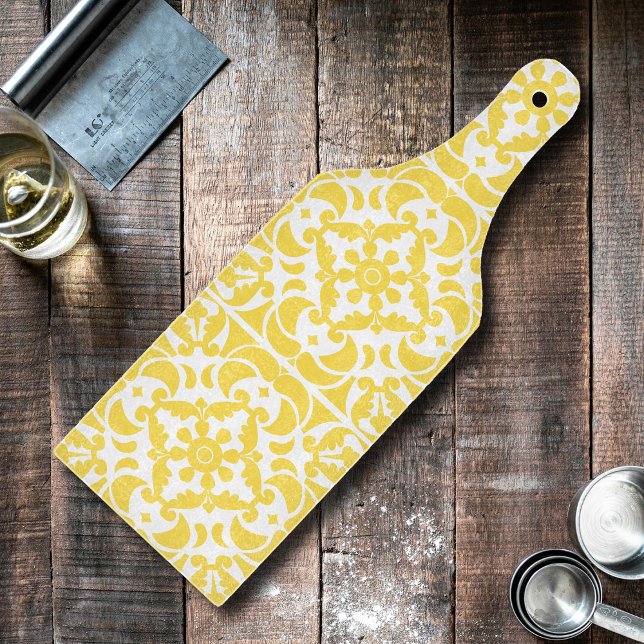 Yellow Azulejos Portugiesisches Mittelmeer Schneidebrett (Yellow Azulejos Portuguese Spanish Mediterranean Cutting Board)