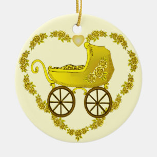Yellow Baby Buggy Keramik Ornament
