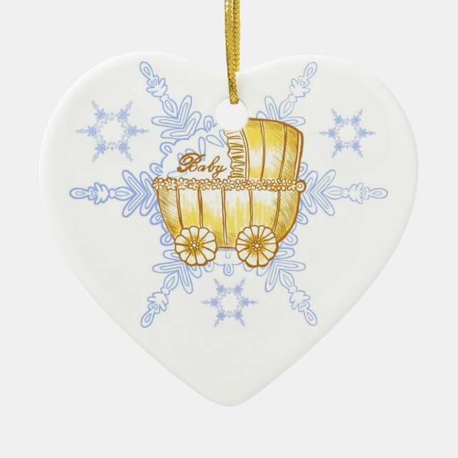 Yellow Baby Buggy SnowFlake Keramik Keramik Ornament (Vorne)