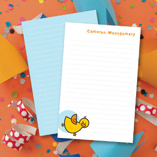 Yellow Baby Duck Blue Dot Kid's Vielen Dank Briefpapier
