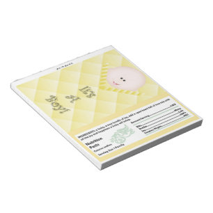 Yellow Baby Dusche Candy Bar Wrapper Gastgeschenk Notizblock