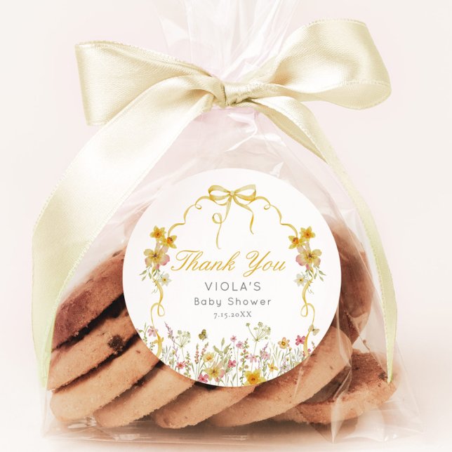 Yellow Baby in Bloom Bow Vielen Dank Runder Aufkleber (Von Creator hochgeladen)