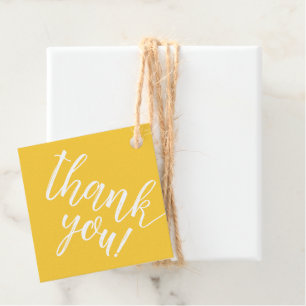 Yellow Baby Shower Hand Brief Danke Script Geschenkanhänger