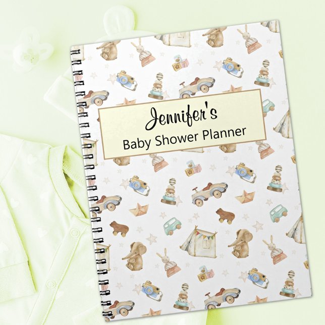 Yellow Baby Shower Planner Keepake Vintag Toys Notizblock (Von Creator hochgeladen)