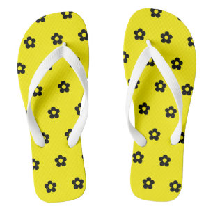 Yellow Background Black Blume Beach Outdoor Tour Flip Flops