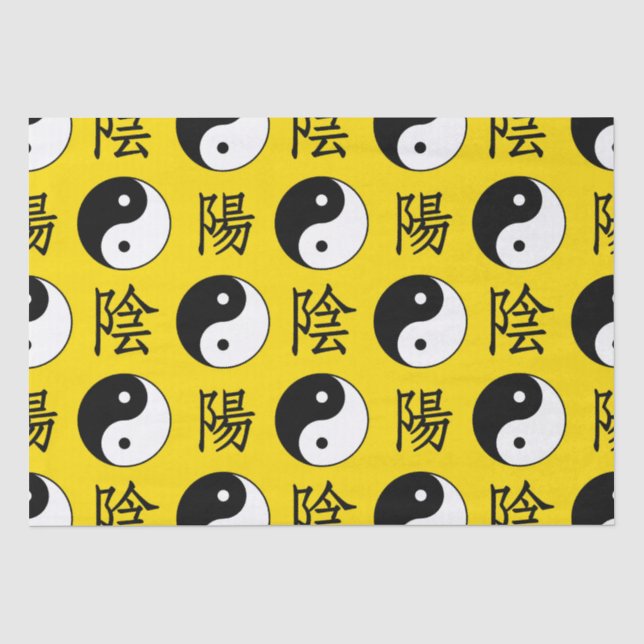 Yellow Background Chinesisches Yinyang-Muster Seidenpapier (Vorderseite)