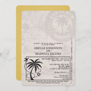 Yellow Bahamas Passport Hochzeitseinladung Einladung