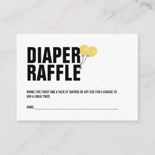 Yellow Balloon Baby Showdusche Windeln Raffle Tick Begleitkarte
