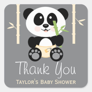 Yellow Bamboo Panda Baby Dusche Danke Stickers