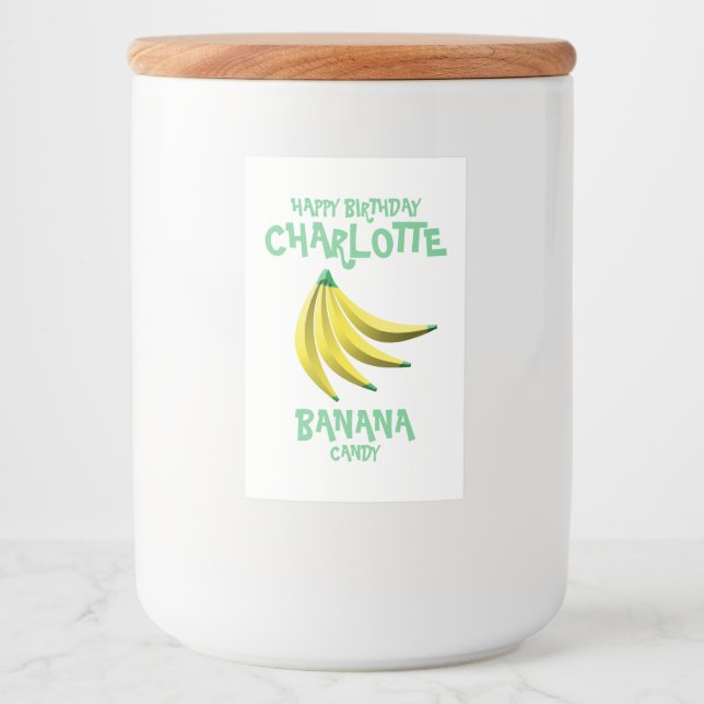 Yellow Banana Candy Happy Birthday Lebensmitteletikett (Vorderseite)