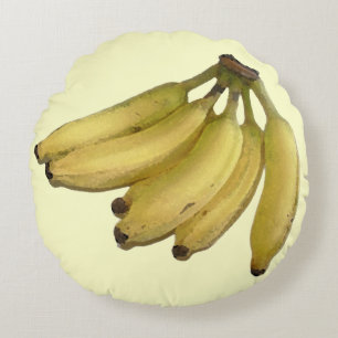yellow banana tropical-decor rundes kissen