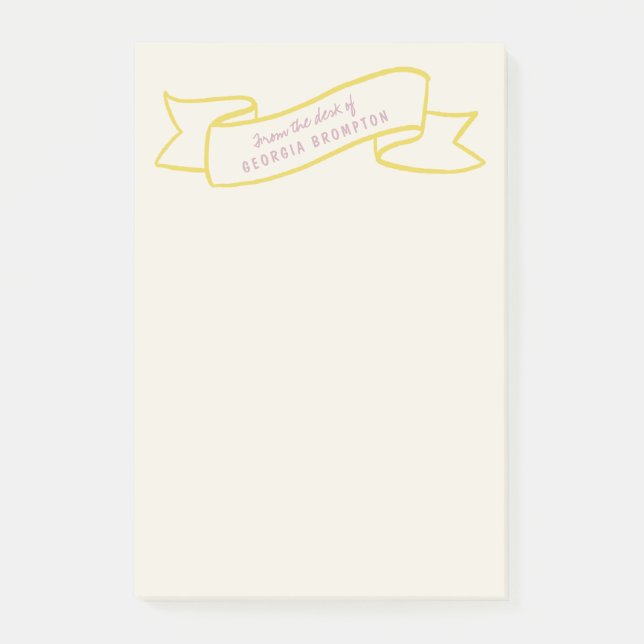 Yellow Banner Violet Purple Personalized Name Post-it Klebezettel (Vorderseite)