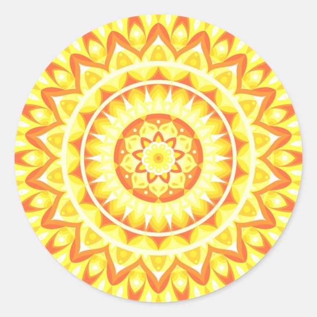 Yellow Base Mandala Runder Aufkleber (Vorderseite)