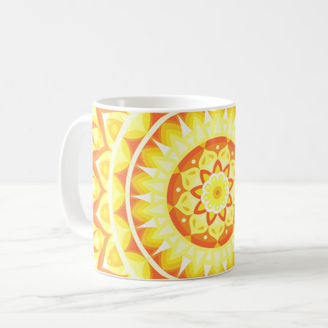 Yellow Base Mandala Tasse (Vorderseite Links)