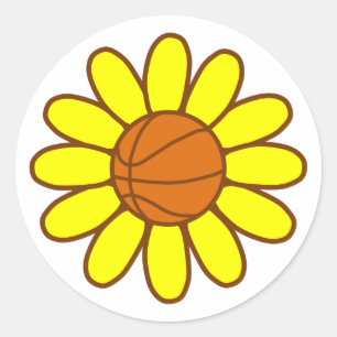 Yellow Basketball Girl Runder Aufkleber
