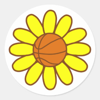 Yellow Basketball Girl Runder Aufkleber