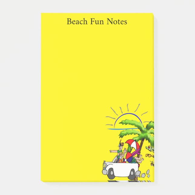 Yellow Beach Fun Post-it Klebezettel (Vorderseite)