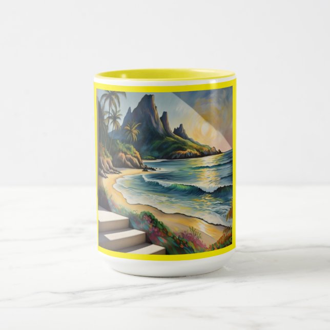 Yellow Beach Sunset Mug Tasse (Zentrum)