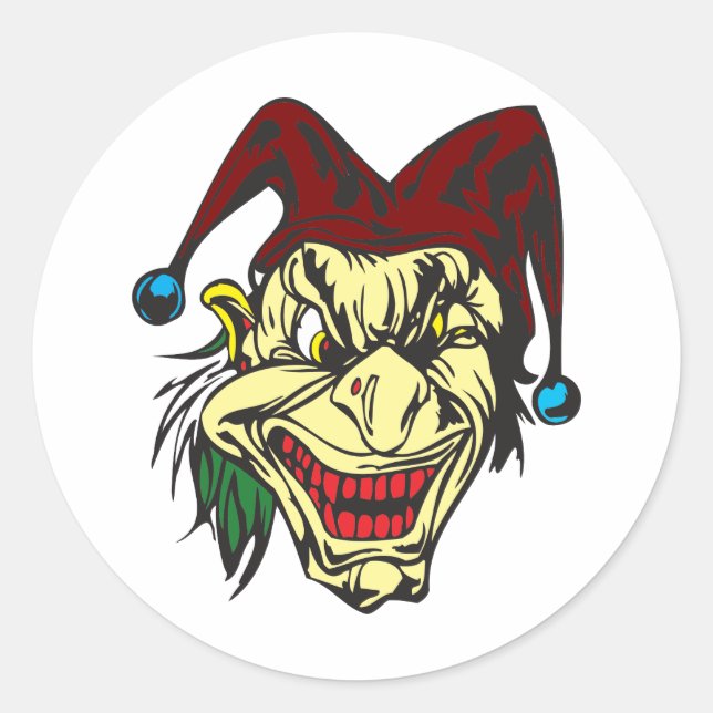 Yellow Beängstigend Jester Runder Aufkleber (Vorderseite)