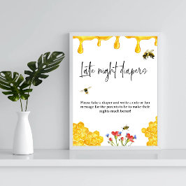 Yellow Bee Baby Dusche Späte Nacht Windelspiel Poster