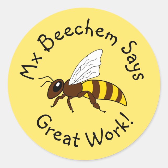 Yellow Bee Great Work Stickers (Vorderseite)