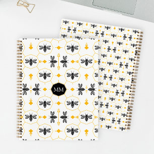 Yellow Bee Mit Monogramm To-do-ListenNotebook für Notizbuch