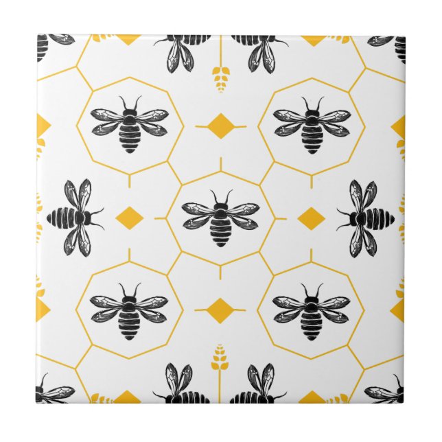 Yellow Bee Summer Kitchen Backsplash Keramik Tile Fliese (Vorderseite)