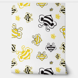 Yellow Bees Beehive Wallpaper – Cute Bee Pattern Tapete