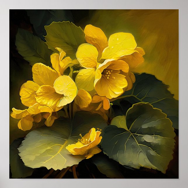 Yellow Begonias Blume Art Print Poster (Vorne)
