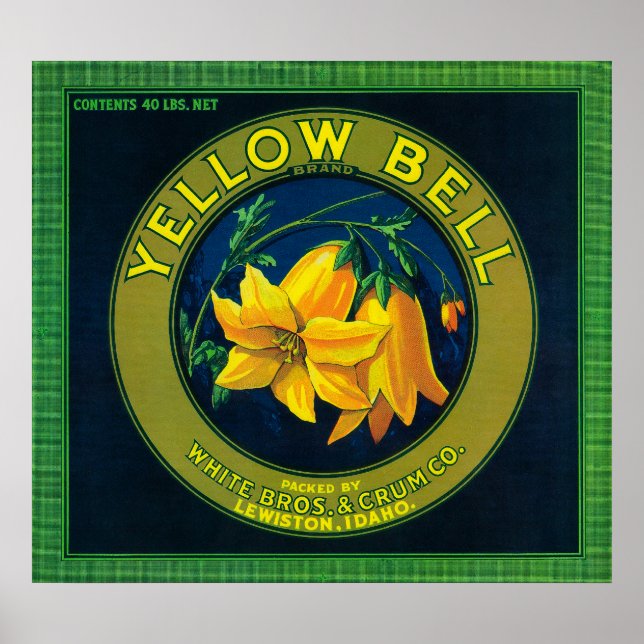 Yellow Bell Apple Crate LabelLewiston, ID Poster (Vorne)