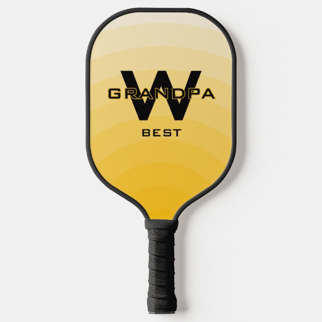 Yellow Best Opa Monogrammiert Pickleball Schläger (Vorderseite)