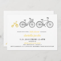 Yellow Bicycle Baby Shower Einladung