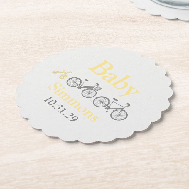 Yellow Bicycle Baby Shower Untersetzer (angewinkelt)