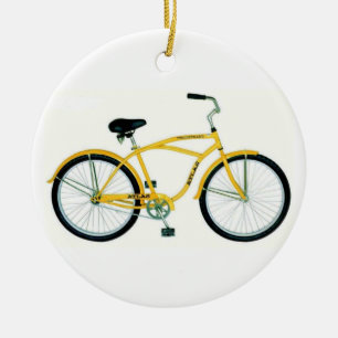 YELLOW BICYCLE CHRISTMAS ORNANAMENS KERAMIK ORNAMENT