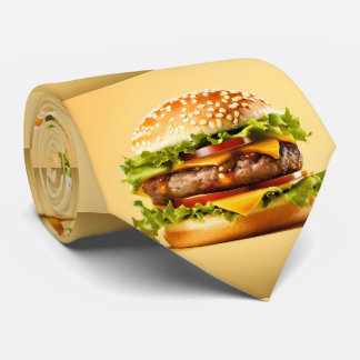 Yellow Big Hamburger Neck Tie Krawatte