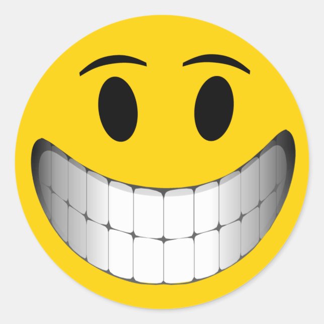 Yellow Big Smile Face Runder Aufkleber (Vorderseite)