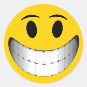 Yellow Big Smile Face Runder Aufkleber