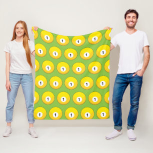 Yellow Billiard Ball Nummer 1 Muster Fleecedecke