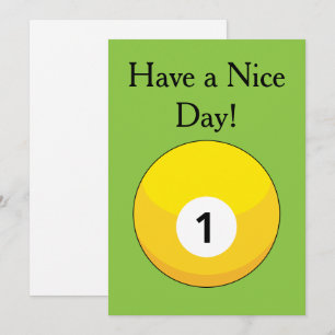 Yellow Billiard Ball Nummer Eins personalisieren Feiertagskarte